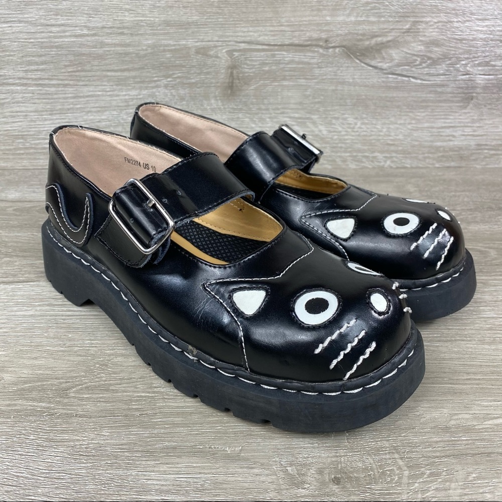 Anarchic TUK Chunky Platform Cat Face Mary Jane 10